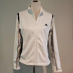 Adidas Women Full Zip Track Jacket Size Large White/Black w/ Pockets A-102